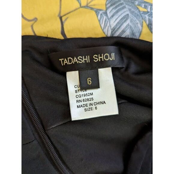 tadashi shoji black taffeta and knit midi dress sz 6 excellent condition - Picture 3 of 6